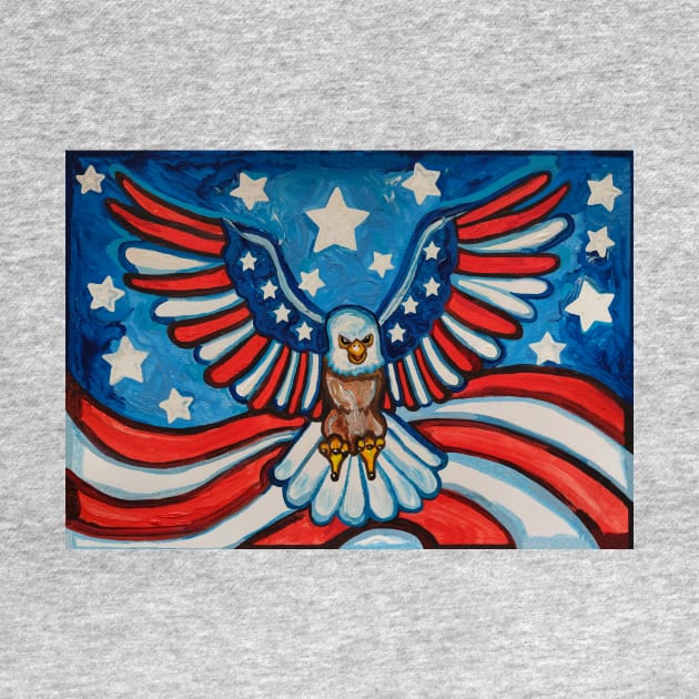 Flying Patriotic Eagle of American Flag by Art by Deborah Camp